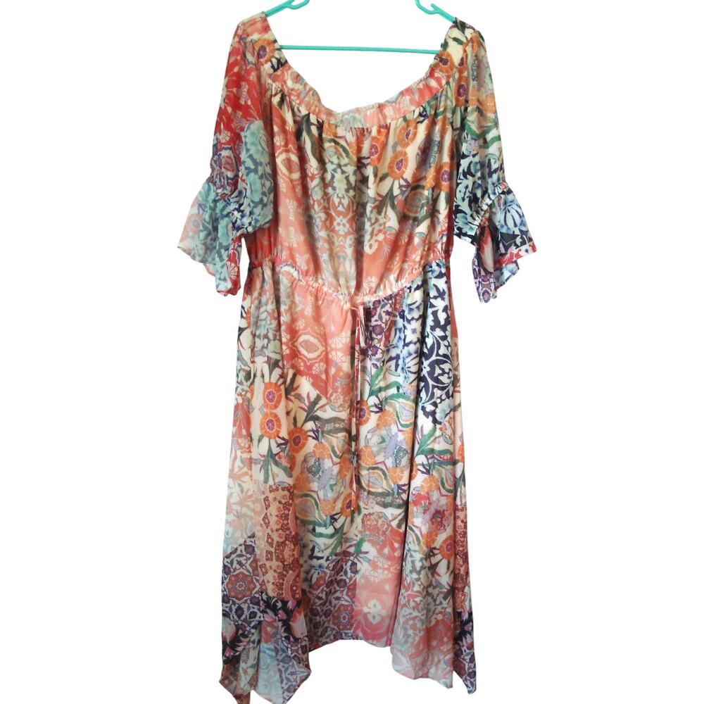 City Chic Dress  18 Womens Multicolor Floral Boho Feminine Fairy Romantic NWT